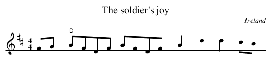 The soldier's joy - staff notation
