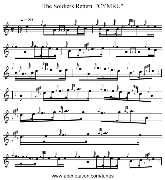 The Soldiers Return CYMRU - staff notation
