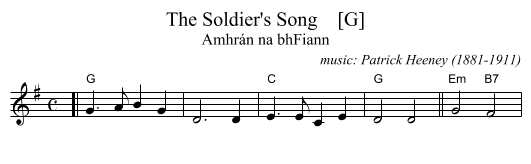 The Soldier's Song    [G] - staff notation