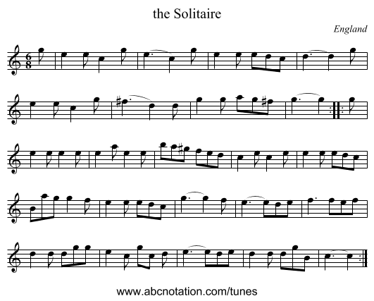 the Solitaire - staff notation
