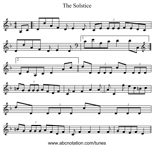 The Solstice - staff notation