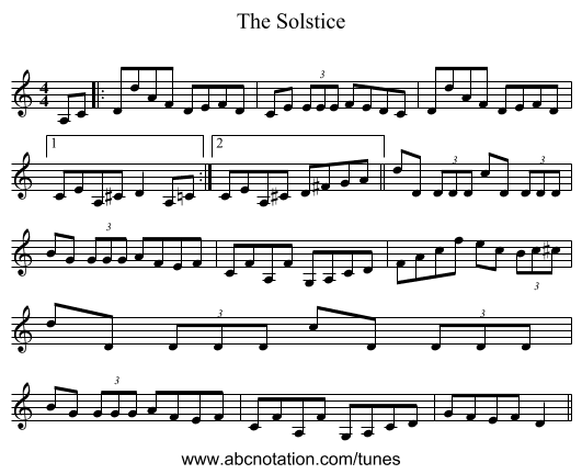 The Solstice - staff notation