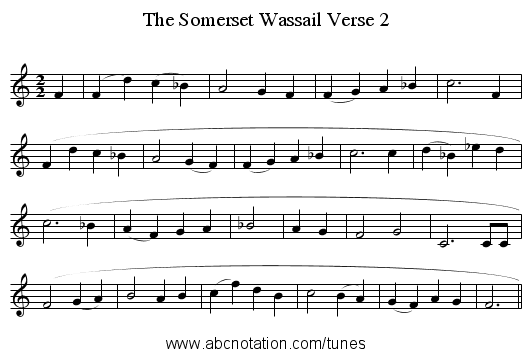 The Somerset Wassail Verse 2 - staff notation