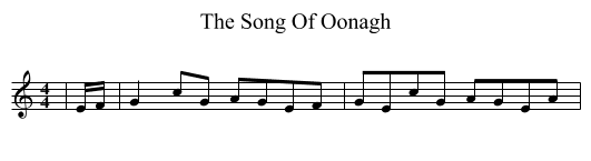 The Song Of Oonagh - staff notation