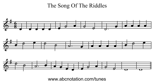 The Song Of The Riddles - staff notation