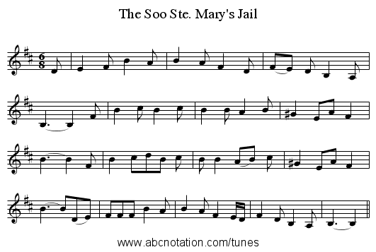 The Soo Ste. Mary's Jail - staff notation