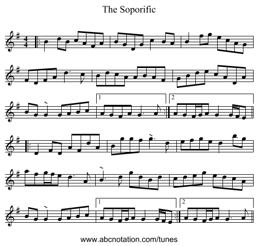 The Soporific - staff notation