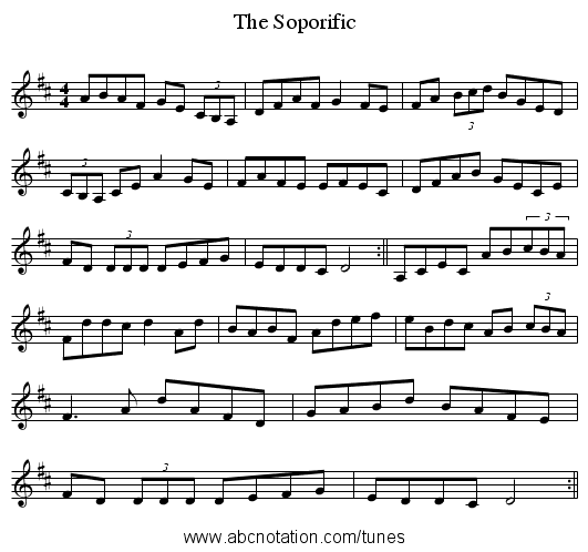 The Soporific - staff notation