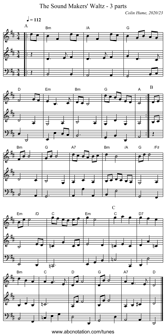 The Sound Makers' Waltz - 3 parts - staff notation