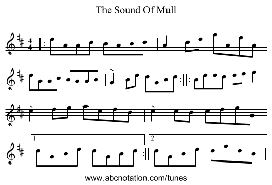 The Sound Of Mull - staff notation