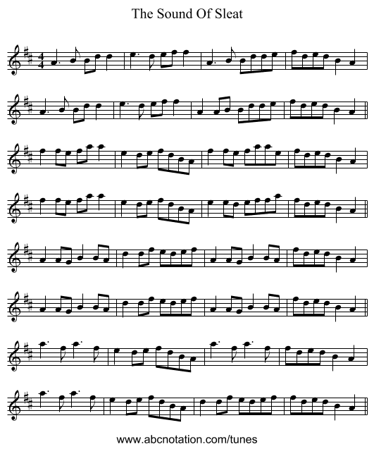 The Sound Of Sleat - staff notation