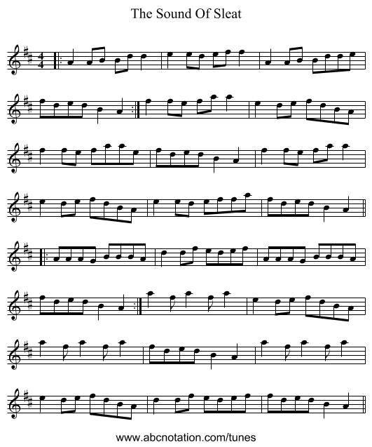 The Sound Of Sleat - staff notation