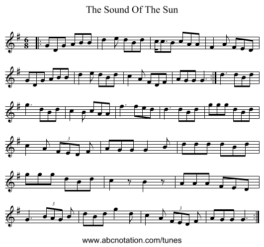 The Sound Of The Sun - staff notation