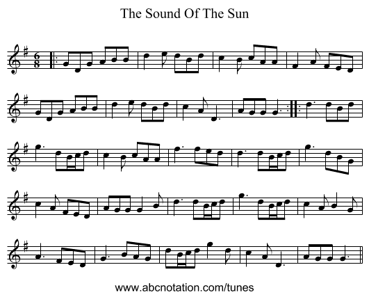 The Sound Of The Sun - staff notation