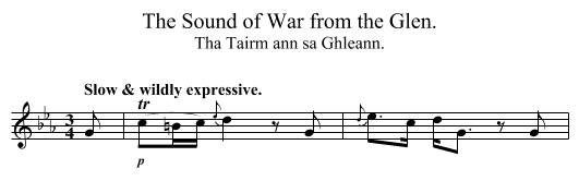 The Sound of War from the Glen. - staff notation
