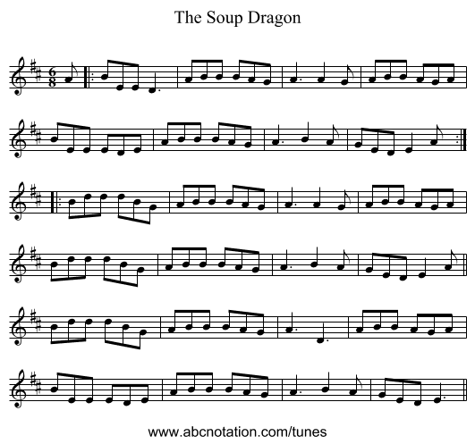 The Soup Dragon - staff notation