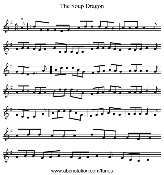 The Soup Dragon - staff notation