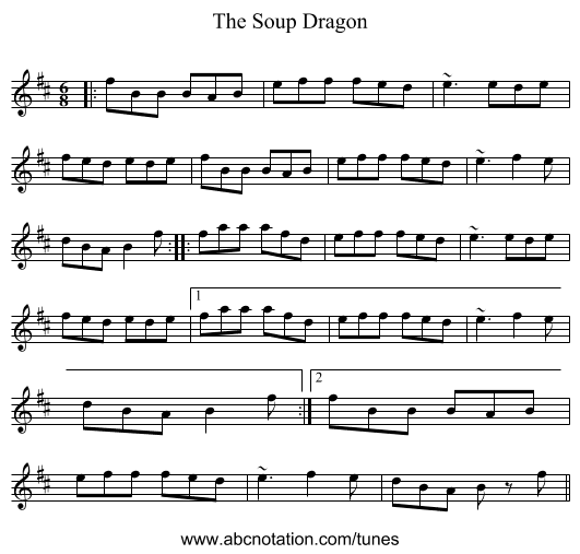 The Soup Dragon - staff notation