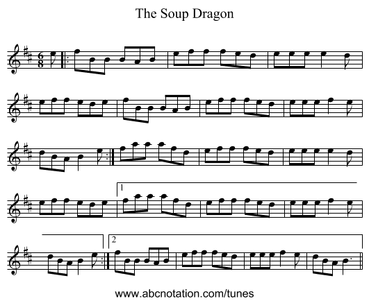 The Soup Dragon - staff notation