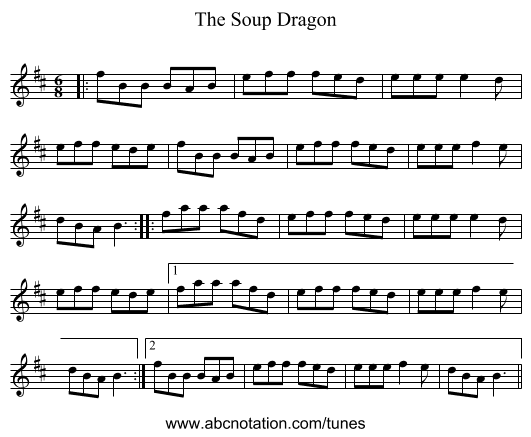 The Soup Dragon - staff notation