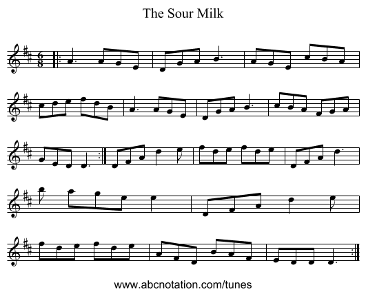The Sour Milk - staff notation