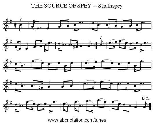 THE SOURCE OF SPEY -- Strathspey - staff notation