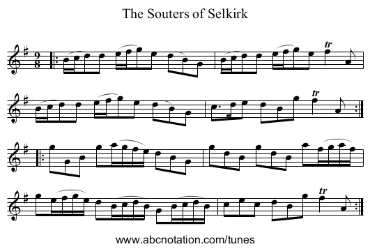 The Souters of Selkirk - staff notation