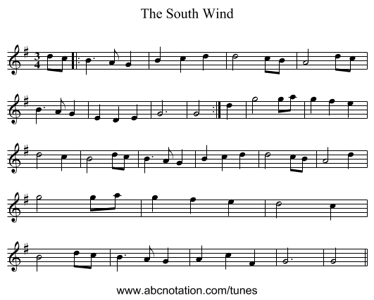 The South Wind - staff notation
