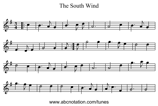 The South Wind - staff notation