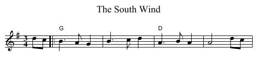 The South Wind - staff notation