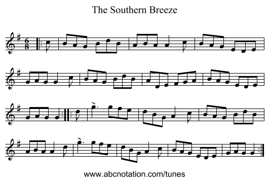 The Southern Breeze - staff notation