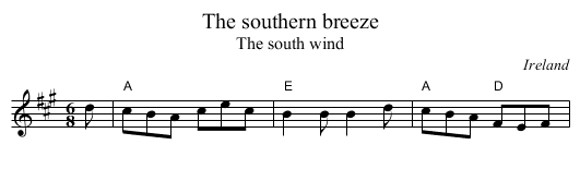 The southern breeze - staff notation