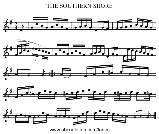 THE SOUTHERN SHORE - staff notation
