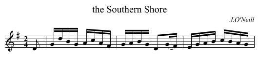 the Southern Shore - staff notation