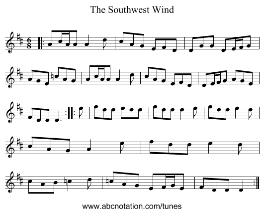 The Southwest Wind - staff notation