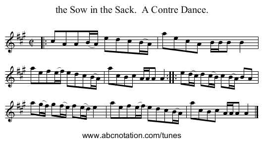 the Sow in the Sack.  A Contre Dance. - staff notation