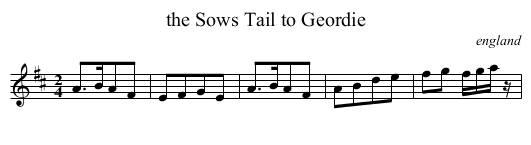 the Sows Tail to Geordie - staff notation