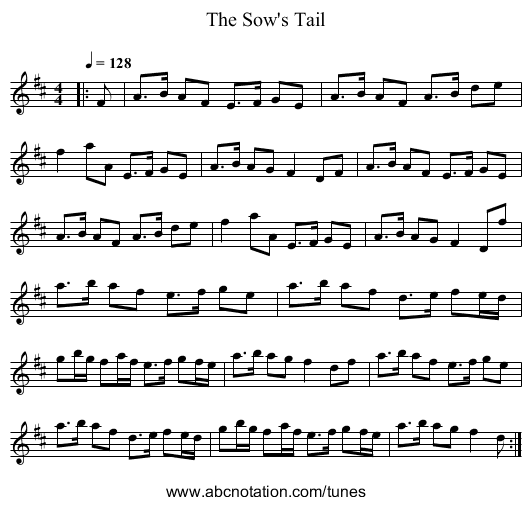 The Sow's Tail - staff notation