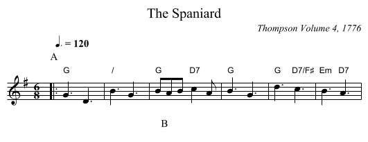 The Spaniard - staff notation