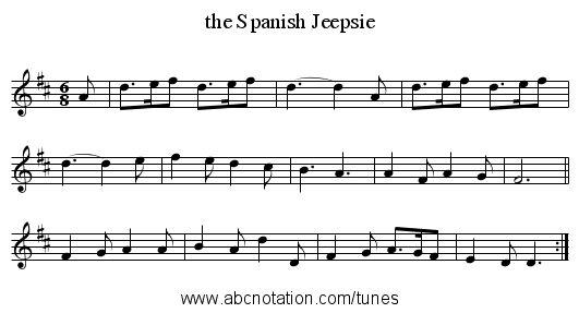 the Spanish Jeepsie - staff notation