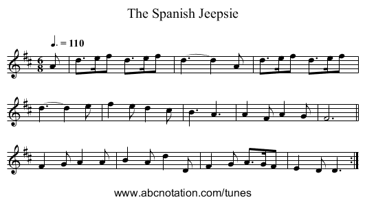 The Spanish Jeepsie - staff notation