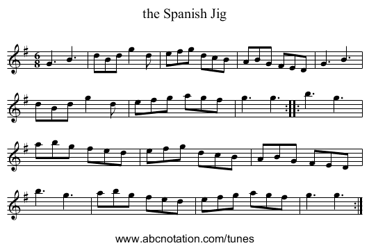 the Spanish Jig - staff notation