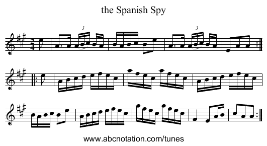 the Spanish Spy - staff notation
