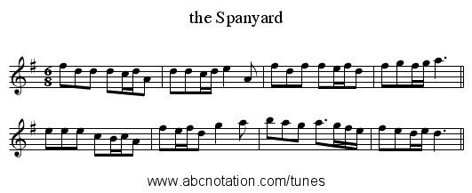 the Spanyard - staff notation
