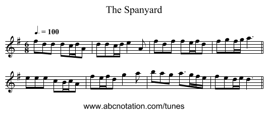 The Spanyard - staff notation
