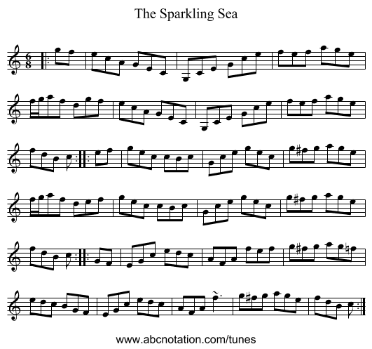 The Sparkling Sea - staff notation