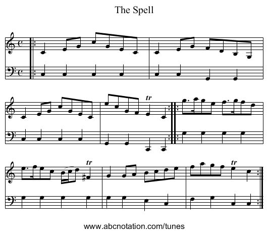 The Spell - staff notation