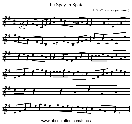 the Spey in Spate - staff notation