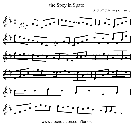 the Spey in Spate - staff notation