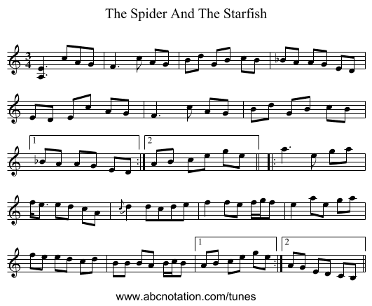 The Spider And The Starfish - staff notation